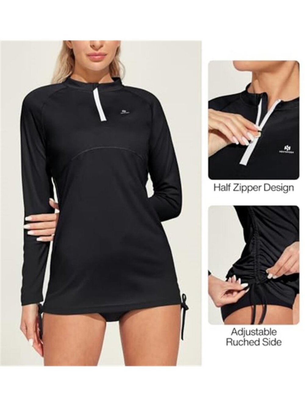 Women's Rash Guard Sun Protection Swim Shirt Long Sleeve Shirt - Picture 2 of 5